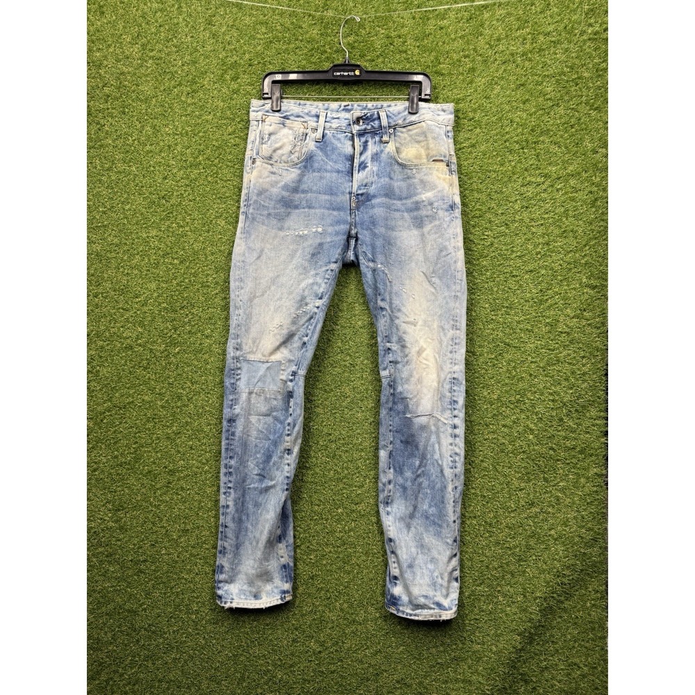 G-Star Jeans Mens 31x32 Light Wash Denim Cotton Casual A-Crotch 3D Tapered Leg